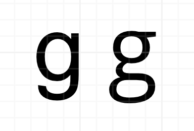 Comparison of lowercase 'g' glyph in Arial vs OpenSans fonts
